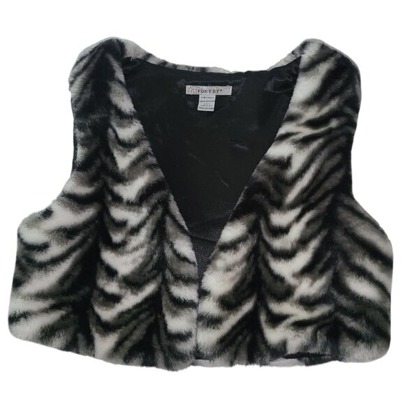 POETRY | Faux Fur OPEN Zebra Printed Costume Vest - Picture 4 of 5
